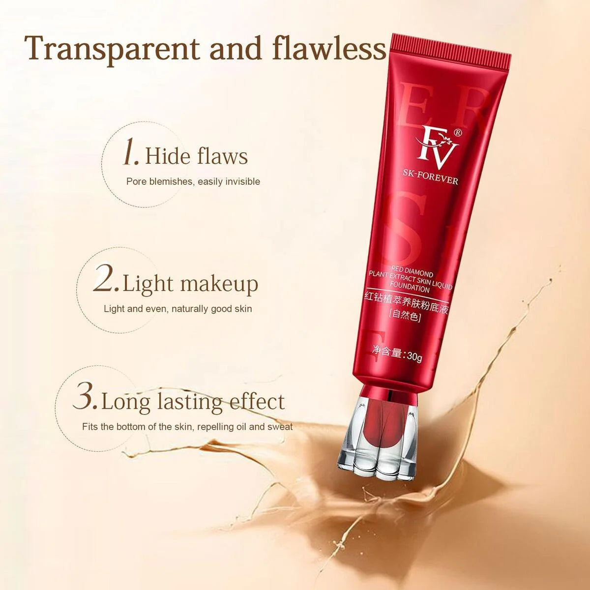 FV Foundation Tube China Red original full coverage high pigmentation Foundation Tube